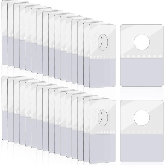 Hapric 300 Pcs Hang Tabs Round Hole Hang Tags Self-Adhesive Hanging Tabs Heavy Duty Display Tags for Hanging Retail Displays(1×1.5 Inch)