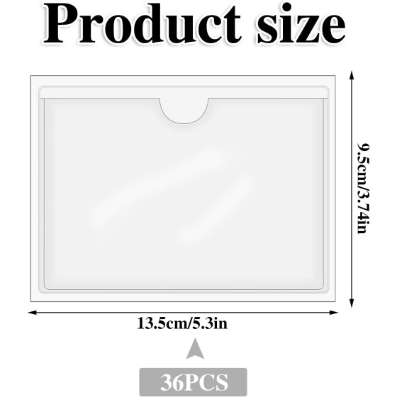 44 Pack Card Holder Adhesive 3 x 5 Inch Self Adhesive Label Pockets Clear Plastic Sleeves for Storage Bins Boxes Shelves Photos Business Cards Office Home Organization