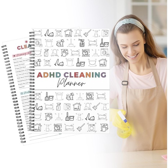 Hapric ADHD Cleaning Planner with Durable Pages - Complete Cleaning Schedule for Adults, Teens and ADHD, Includes Daily Weekly Monthly Checklists for Chore Management with Transparent PVC Cover