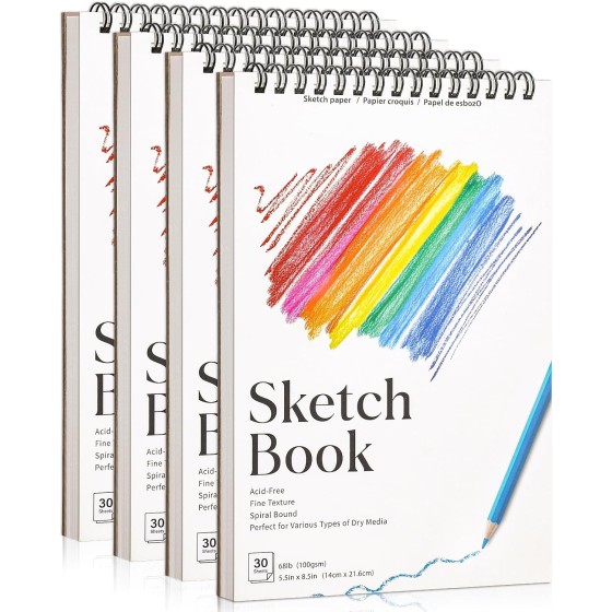 6 Pack Small Sketch Books, 5.5 x 8.5 Inch Mini Sketchbook, 68lb/100gsm Spiral Bound Small Sketch Pad, Acid Free Art Supplies Drawing Painting Sketchbook for Beginners, Artists & Easter Gift