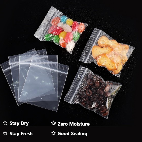 PE Zipper Bags 2 x 2 Inch 600 Pack 4 Mil 0.10 mm Clear Reclosable Plastic Bags Small Zipper Storage Pouches for Jewelry Earrings Screws Beads Crafts Parts