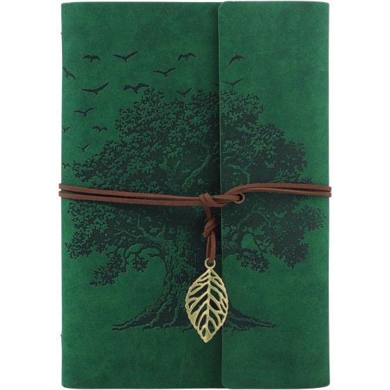 Hapric Leather Notebook Journal A5, Leather Cover 80 Sheets 100gsm Paper - Coil Bound Diary Travel Journal for Women Men Teenager, Accounting Pad for Work Study Meeting