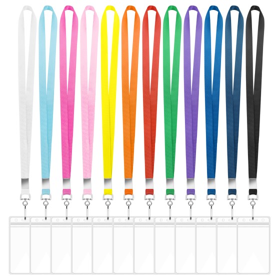 24 Pack Lanyards for ID Badges Cruise Lanyard for Ship Cards with Waterproof ID Badge Holder Cruise Essentials 2025 (12 Colors)