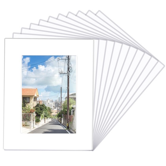 20 Pack 8x10 White Picture Mats, Frame Mattes for 5x7 Pictures Photo Frame Mat Core Bevel Cut Mat Board Show Kit for Photos, Prints, Artworks